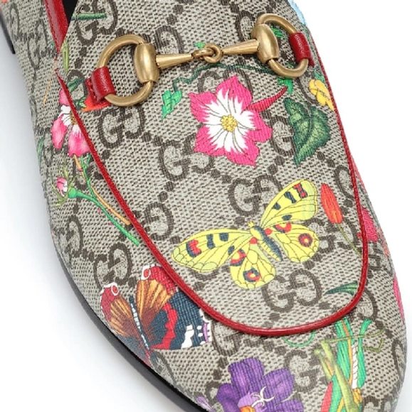 GUCCI Jordaan Multicolor Supreme GG canvass floral print  malaga kid Loafers - Picture 6 of 16